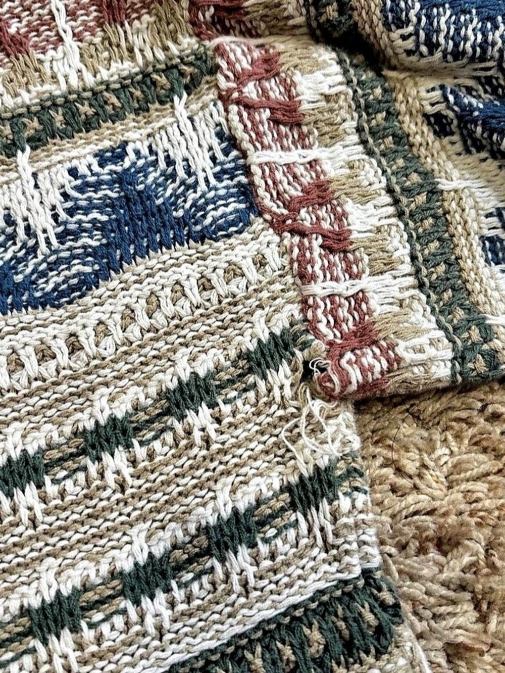 Cipper-Mist Geometric Knit Crewneck in Cream & Green - Picture 3 of 4